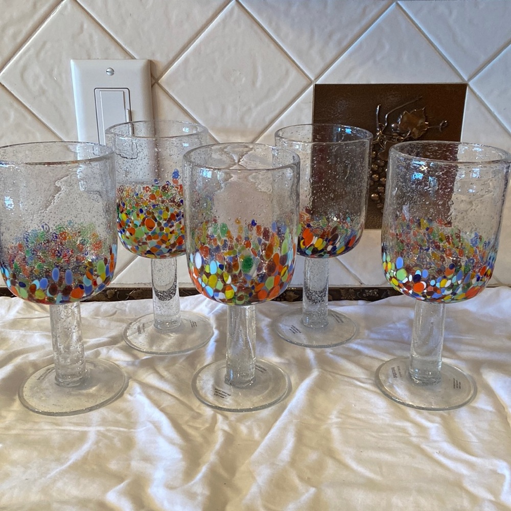 New Baja Confetti Handcrafted glassware set of 5